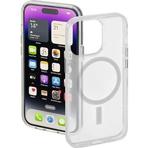 Hama Apple iPhone 14 Pro hoes, compatibel met MagSafe, magnetische case voor inductief opladen, beschermhoes tegen stoten, krassen en vuil, transparante TPU-hoes, transparant