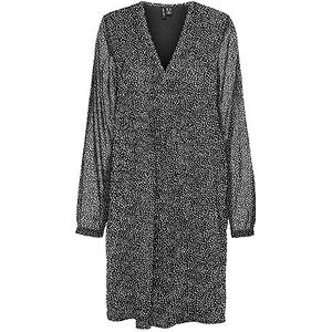 VERO MODA Vmholly Ls Pleat Wvn Ga mini-jurk voor dames, zwart/Aop: Joey Dot