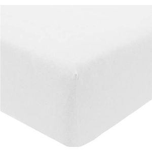 Sleepdown Jersey gemengde stof hoeslaken in warm wit, gemakkelijk te onderhouden, eenpersoonsbed (90 x 190 cm)