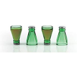 Borrelglazen van glas en metaal, met geschenkdoos, groen, 4 stuks