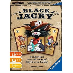 Ravensburger 20784 Black Jacky, Bluffen vanaf 10 jaar, kaartspel voor 2 6 spelers, bordspel in de woonkamer, kaartentrucs