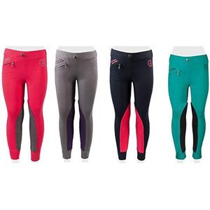 PFIFF Psiff 102603 Børne Rideleggings Ella stof Trim-Ridebukser Piger Ridebukser, Grå/Lilla 152 Rijbroek, grijs/paars, EU