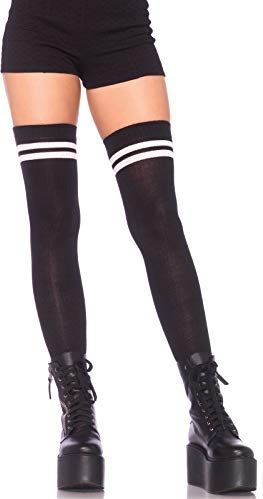 Leg Avenue 691922007 Chaussettes Athlète Mi-Cuisse avec 2 Rayures sur la Partie Supérieure Taille Unique 34-40
