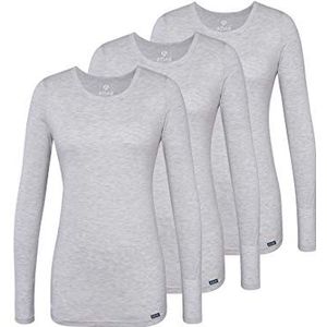 Adar 3 stuks comfortabele T-shirts met lange mouwen voor dames, Marl Gray, XXL, Marl Gray.