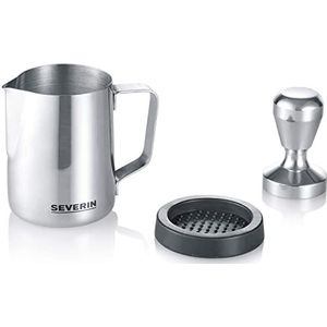 SEVERIN Espresso-set: pot met schenktuit (450 ml), stamper van metaal (580 g), siliconen station (Ø 51 mm), roestvrij staal, ZB 5996