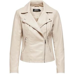 ONLY Onlnewmelisa Kunstleer Biker CC Otw Leren damesjack, Lichtbeige