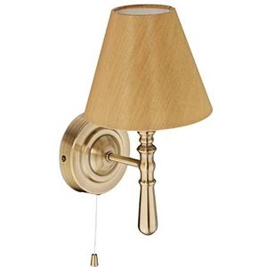 Relaxdays wandlamp binnen - muurlamp met lampenkap - lamp wandmontage - E14 - stof/metaal - messing