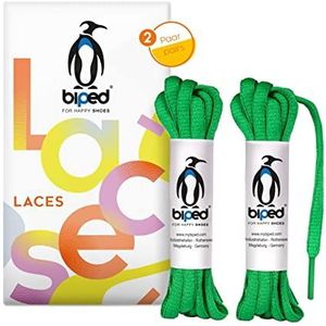 biped LACES 2 paar scheurvaste polyester veters voor dames heren en kinderen, sneakers, sportschoenen, loopschoenen ovaal 6 mm, z2912 (#19 classic green, 140 cm)