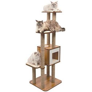 Catit Jas kattenmöbel High Base XL, walnoten, kubus-hoogte met 3 platformen