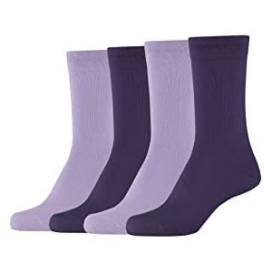 Camano 1102000000 - Set van 4 paar zachte katoenen sokken voor dames, moerbei paars, maat 35/38, paars, 35 EU, Paars.