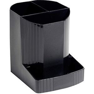 Exacompta - Ref. 675014D – 1 pennenhouder Mini-OCTO Ecoblack – met 3 vakken in verschillende maten en hoogte – afmetingen 12,3 x 9 x 11,1 cm – kleur zwart