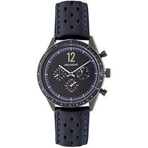 Zadig & Voltaire Horloge voor dames en heren, kwarts, Blauwe leren band / zwarte wijzerplaat 3, riem