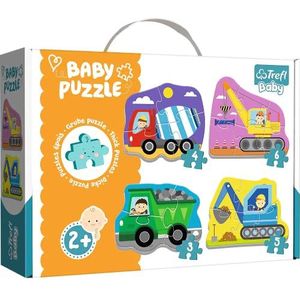 Trefl Baby Classic - Bouwvoertuigen (4 in 1) Puzzel voor kinderen vanaf 2 jaar