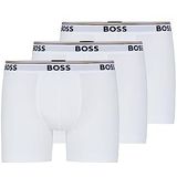 BOSS BoxerBr 3P Power Boxershorts voor heren, set van 3 lange boxershorts van katoen, met logo's, Wit.