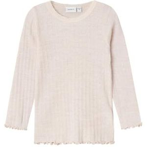 NAME IT Nmfwossa Wool/Silk Rib Ls Top T-shirt met lange mouwen voor meisjes (1 stuk), Roze