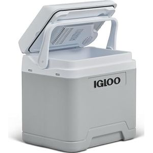 IGLOO IE24 AC/DC elektrische koelbox, 24 liter, mini-koelkast, aansluiting 12/230, voor auto, boot en vrije tijd, grijs