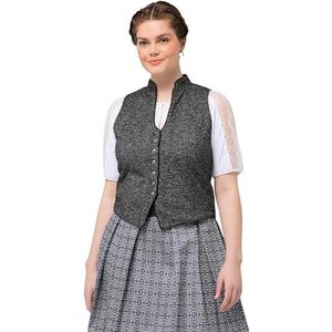 Ulla Popken Trachtenmieder 829259 Damesblouse met opstaande kraag, zwart.