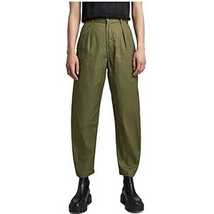 G-STAR RAW Dames chino shorts geplooide hoge taille, groen (Shadow Olive D194-b230), 27W, groen (Shadow Olive D194-b230)