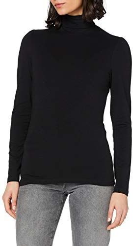 Urban Classics - Ladies Puffer Sleeve TurtleneckS black Longsleeve top - Coltrui - Zwart