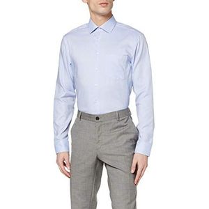 Seidensticker Businesshemd voor heren, strijkvrij, rechte snit, regular fit, lange mouwen, kentkraag, borstzak, 100% katoen, blauw (middenblauw 11)
