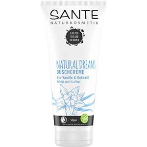 SANTE Naturkosmetik Natural Dreams Bio douchecrème, vanille & biologische kokosolie, veganistisch, pijnlijke en natuurlijke douchegel voor zachte en soepele huid, 200 ml