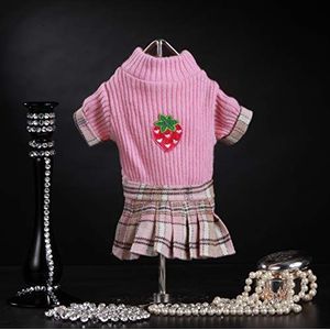 Trilly Tutti Brilli Oxford wollen jurk met tartan rok en thermische applicatie, roze, S/M - 1 product, Roze