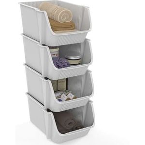 SUNDIS Fly Tower Opbergtoren van gerecycled kunststof, stapelbaar of stapelbaar, wit, ideaal voor werkplaats, garage, speelgoed, keuken en badkamer