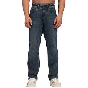 STHUGE Jeans Loose Fit, Diry Wash, 5 poches, jusqu'à 72/36 820664, Bleu foncé denim, 38W / 34L