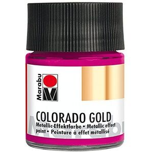 Marabu Colorado 12640005735 metallic effectverf, goud metallic, magenta, 50 ml, op waterbasis, lichtecht, weerbestendig, sneldrogend, voor penseel en stippen op