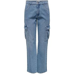 ONLY Onlriley Hw Str Cargo Dnm Pim875 Noos Cargobroek voor dames, Lichte jeans blauw