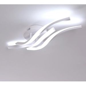 Comely Led-plafondlamp, 24 W, 2700 lm, moderne hanglamp van aluminium met 3 gebogen lampen, ledlamp voor woonkamer, keuken, hal, slaapkamer, 6500 K, lengte 52 cm