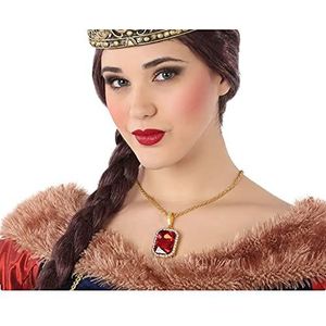 Atosa - 62169 Atosa-62169 kostuumaccessoires middeleeuws, halsketting, rood, koningin, dames, 62169, Eén maat