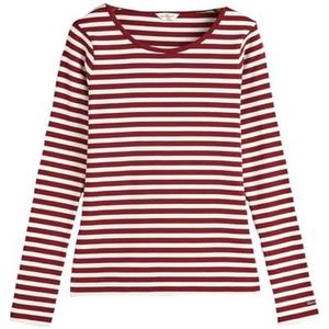 GANT Slim gestreept geribbeld T-shirt 1x1 Ls dames T-shirt, rood plumped