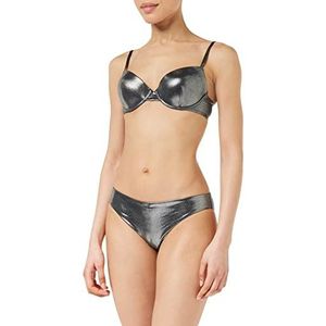 Emporio Armani Emporio Armani Bikini voor dames, met stippen, van lycra, sculptuur, beha en letter, bikiniset, zwart.