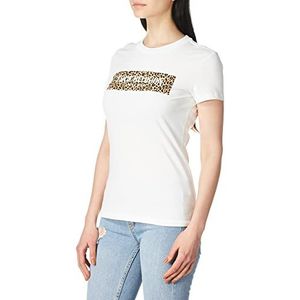 True Religion Leopard Block T-shirt voor dames, ronde hals, Wit.