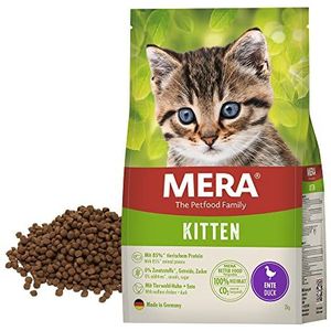 MERA Cats Kitten Eend Droogvoer voor groeiende katten en kittens, graanvrij en duurzaam, droogvoer met hoog vleesgehalte, 2 kg