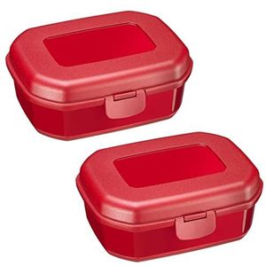 Westmark 235222E3 Maxi snackbox, kunststof, met kliksluiting, hoogte ca. 7,4 cm, 935 ml, rood, 2 stuks