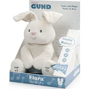 Baby GUND - Flora Animée het konijn – pluche – crème – 30 cm – Frans gesproken