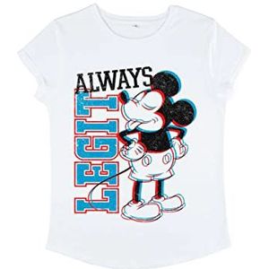 Disney Mickey Classic Legit Mick T-shirt met rolluis voor dames, Wit