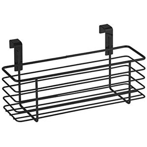 WENKO Slim hangmand, organizer om op te hangen aan lade of kastdeur, geschikt voor badkamer en keuken, zonder boren, van gepoedercoat metaal, 24 x 11,5 x 10 cm, zwart