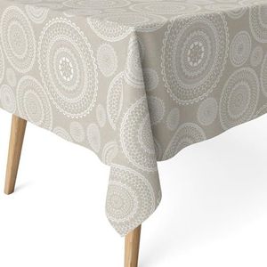 ECOMMERC3 Nappe anti-tâche rectangulaire taille 220 x 140 cm - Nappe anti-taches au toucher extra douce et imperméable, couleur beige