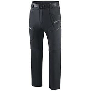 Black Crevice Trekkingbroek met ritssluiting, heren wandelbroek met afneembare pijpen, outdoor broek voor heren, waterdichte outdoor broek voor heren, duurzame ademende outdoor broek met zakken, zwart/antraciet