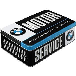 Nostalgic-Art Retro Flat Box BMW - Service - cadeau-idee voor autofans, container met deksel, vintage design, 2,5 liter