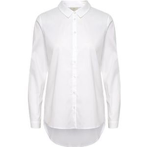 KAFFE Basic damesshirt met lange mouwen, regular fit, klassieke kraag, buttondown, Optisch Wit