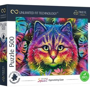 Trefl Prime - Puzzel UFT Color Splash: Hypnotazing Gaas - 500p - Grootste karton, Kleurrijke Kat, Moderne Puzzels met Dieren, Creatief Entertainment voor Volwassenen en Kinderen ouder dan 10 jaar