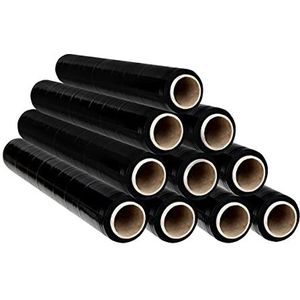OFITURIA Verpakkingsfolie 50 cm breed en uitbreidbaar tot 300 meter lengte, handmatige elastische folierol voor industriële verpakking (zwart, 10)