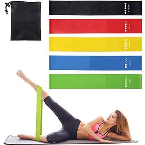 App Life Elastische fitness [5 stuks] elastische band van natuurlijk latex met handleiding voor de oefening in Italiaans taal en tas voor crossfit, yoga, pilates