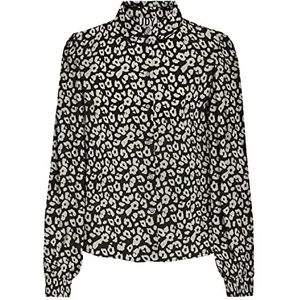 JDY Brooke L/S T-shirt WVN Noos blouse dames, zwart/Aop: Tapioca Leo, 36, Zwart/Aop: Tapioca Leo
