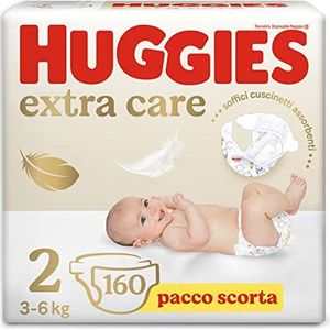 HUGGIES Extra Care Baby Maat 2 (3-6 kg), 4 verpakkingen van 40 luiers, kleurloos, maat 2