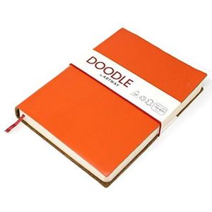 Artway Doodle Tekenboek/dagboek, cartridgepapier, zachte omslag van echt leer, 150 g/m², 82 pagina's, 175 x 125 mm, mandarijn
